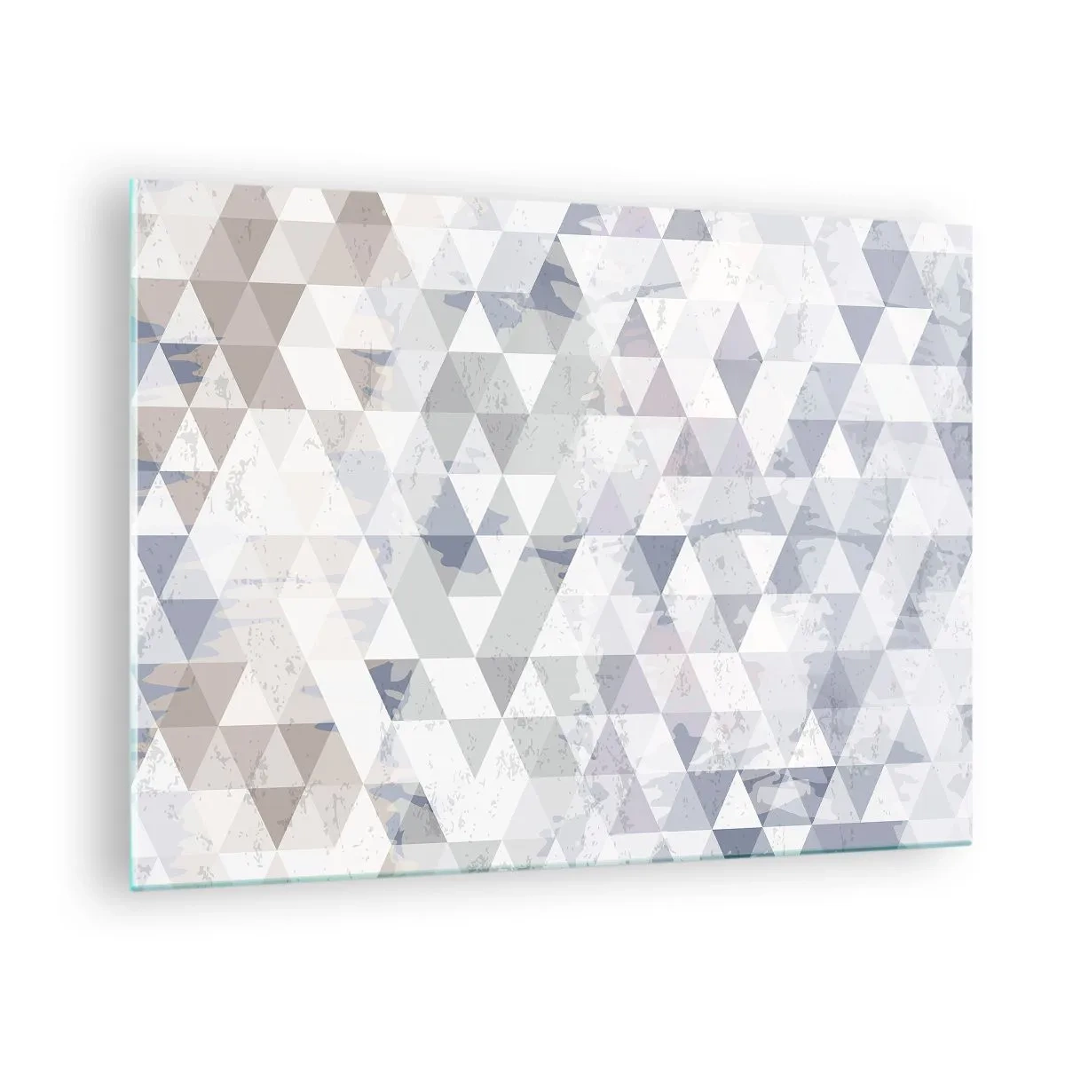Glass picture - Geometric triangle pattern in neutral shades of gray and beige - 70x50cm - In the Rhythm of a Triangle - Modern wall decoration for the living room and bedroom ARTTOR