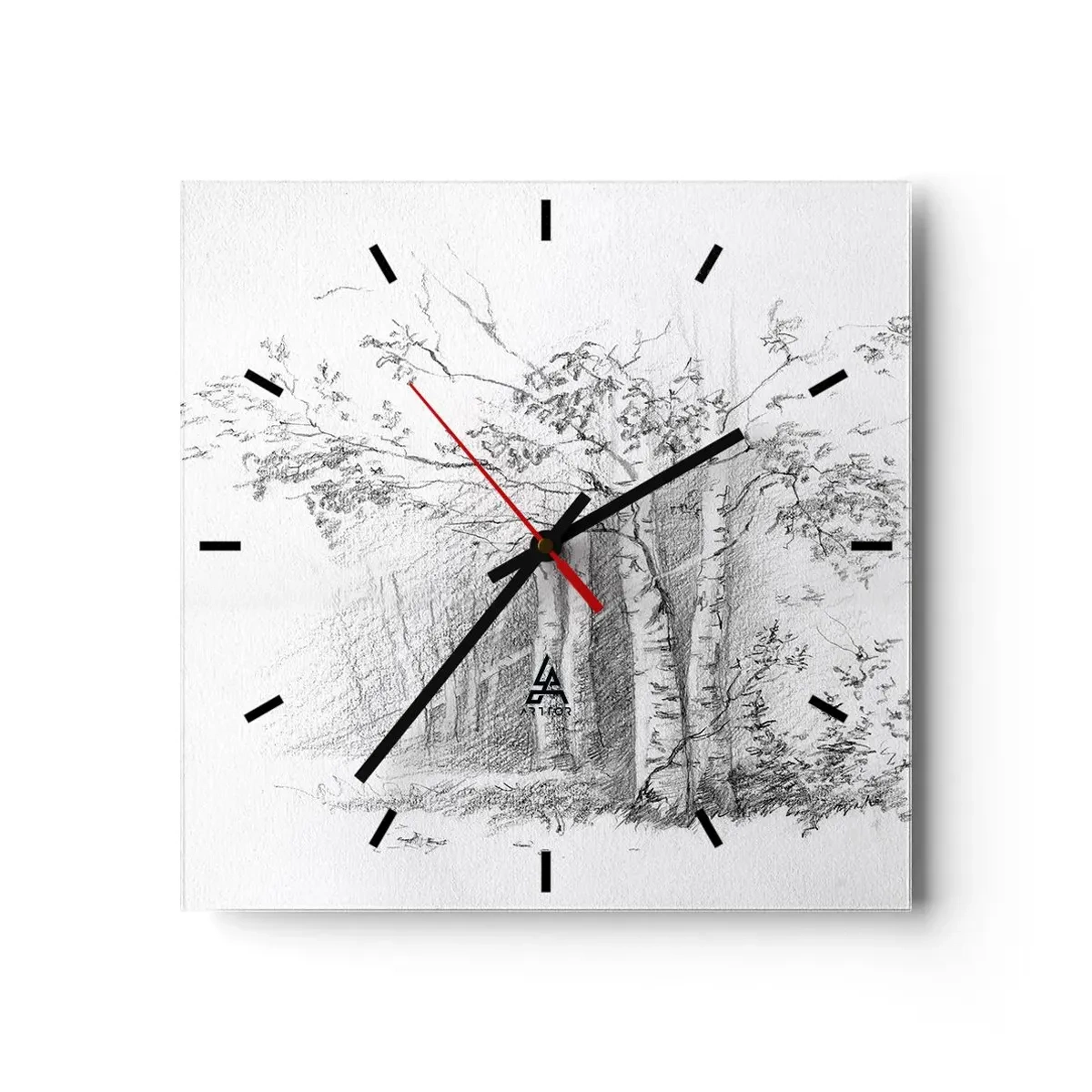 Wall clock - Clock on glass - Holiday of Birch Forest - 30x30 cm