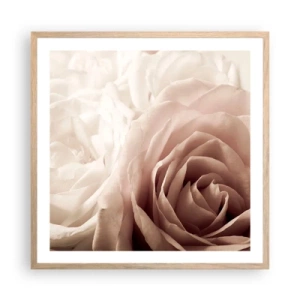 Poster in light oak frame - In the Heart of a Rose - 60x60 cm