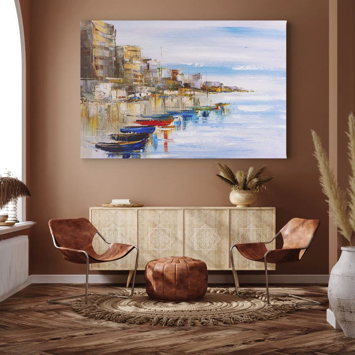 Canvas picture - Multicolour Town Marina - 120x80 cm