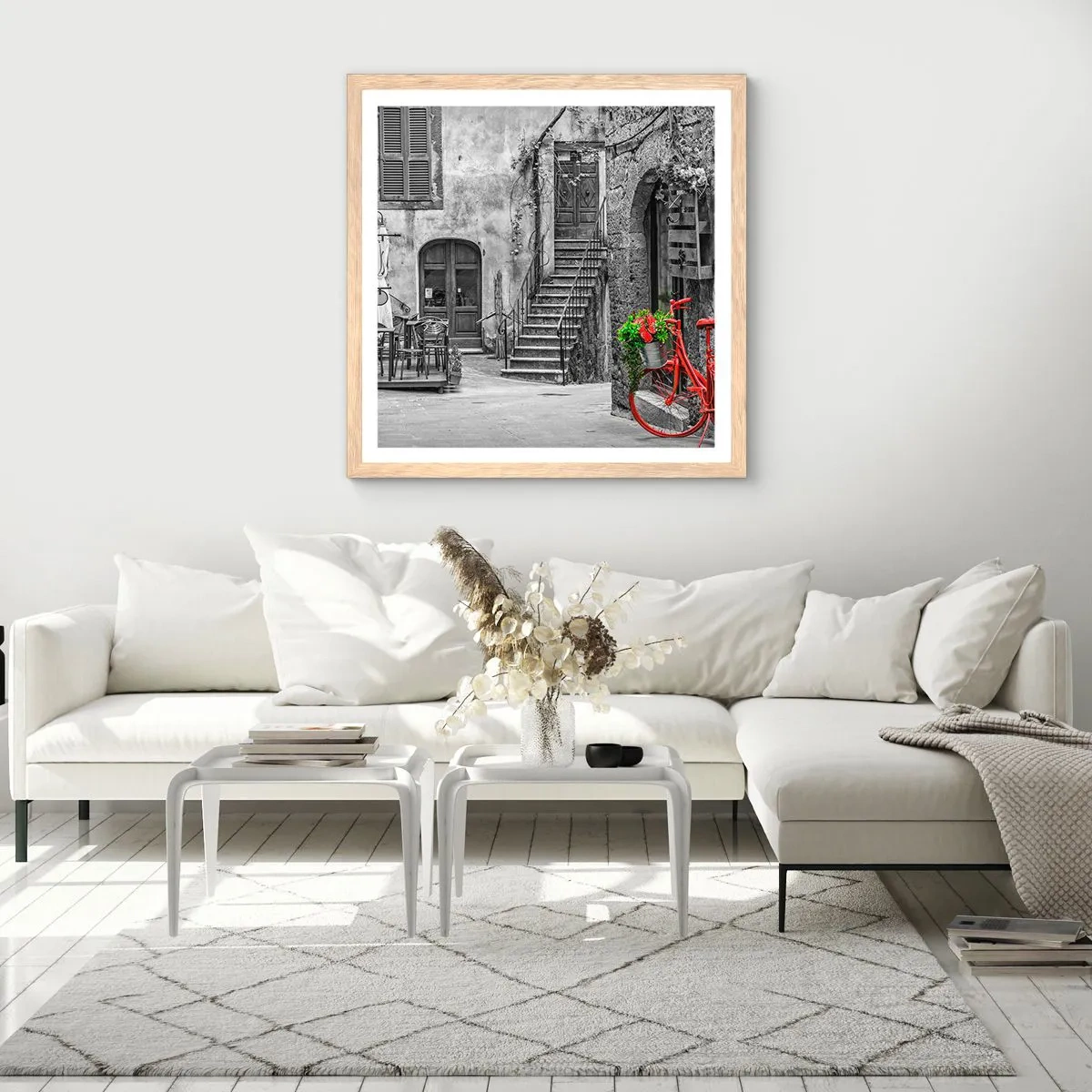 Poster in light oak frame - Tuscan Alley - 30x30 cm