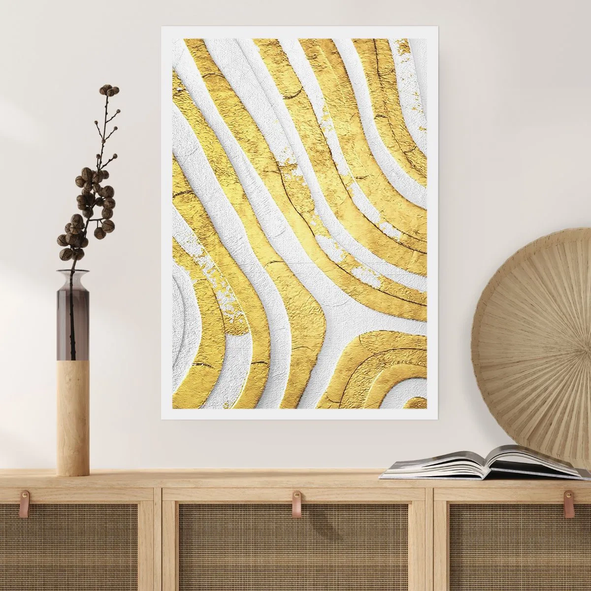 Poster - Composition in White and Gold - 61x91 cm