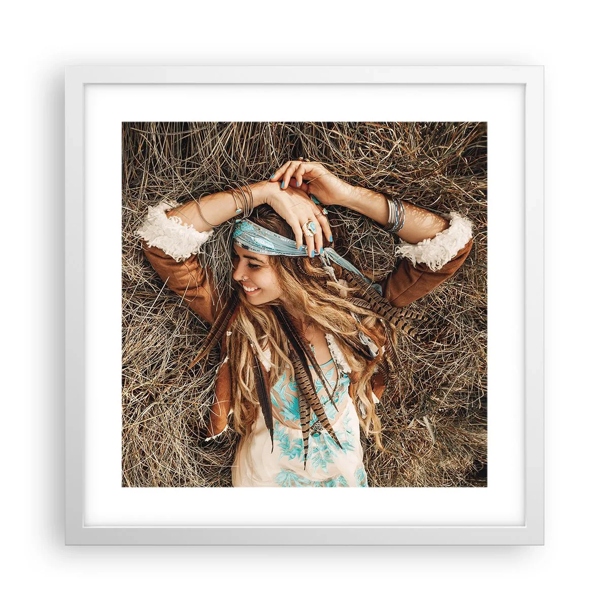 Poster in white frmae - On the Way to the Summer of Love - 40x40 cm