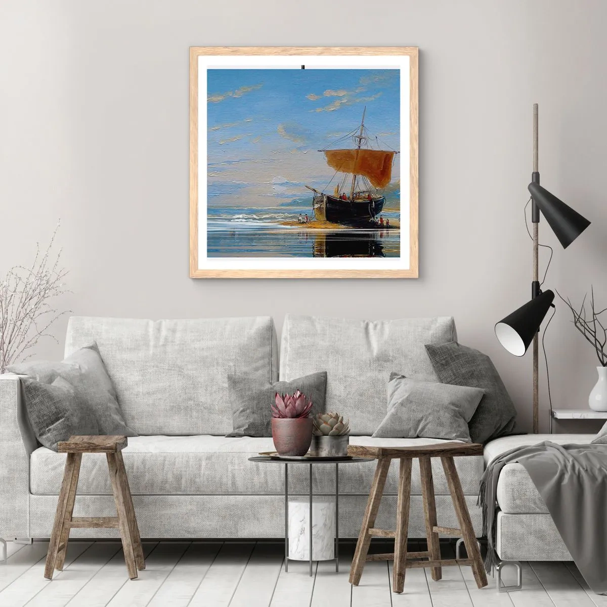 Poster in light oak frame - Water, Earth, Air - 50x50 cm