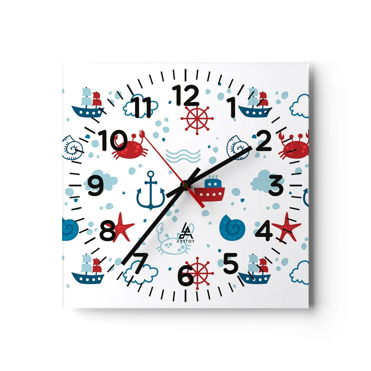 Wall clock - Clock on glass - Sea Tale - 30x30 cm