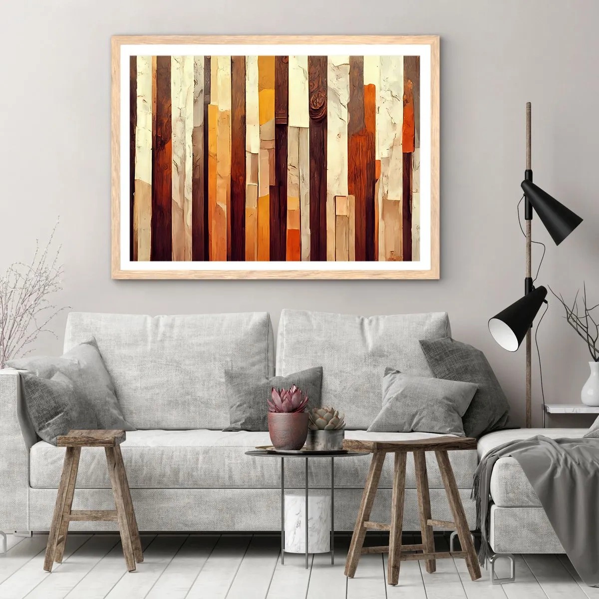 Poster in light oak frame - Anthem of Forest Birds - 70x50 cm