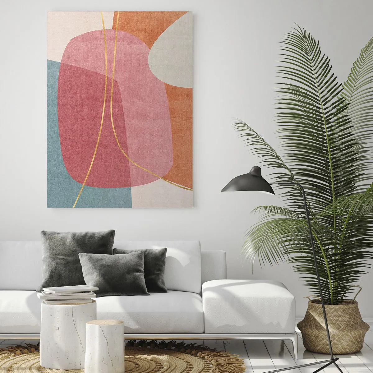 Glass picture - Pastel Composition with a Golden Note - 70x100 cm