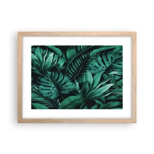 Poster in light oak frame - Depth of Tropical Green - 40x30 cm