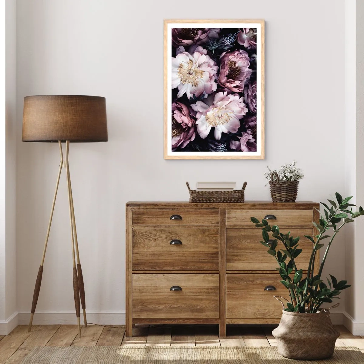 Poster in light oak frame - Old Style Bouquet - 61x91 cm