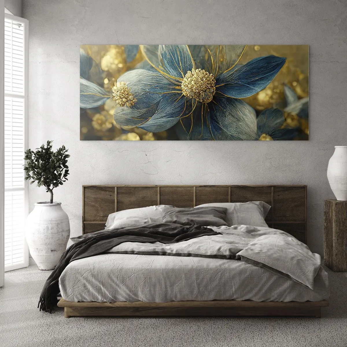 Glass picture - Blossoming in Gold - 100x40 cm