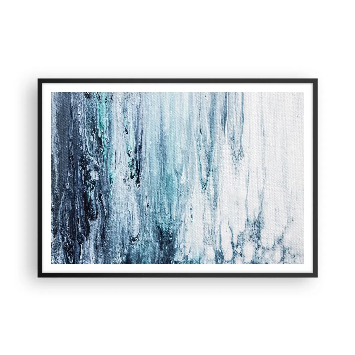 Poster in black frame - Blue Icicles - 100x70 cm