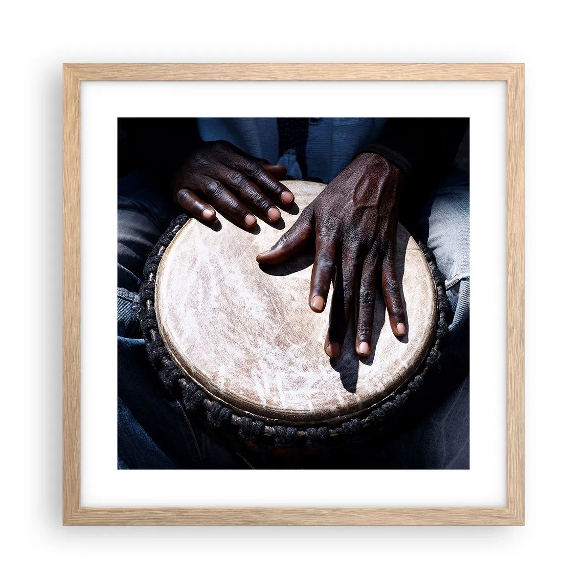 Poster in light oak frame - Live at Your Own Rhythm - 40x40 cm