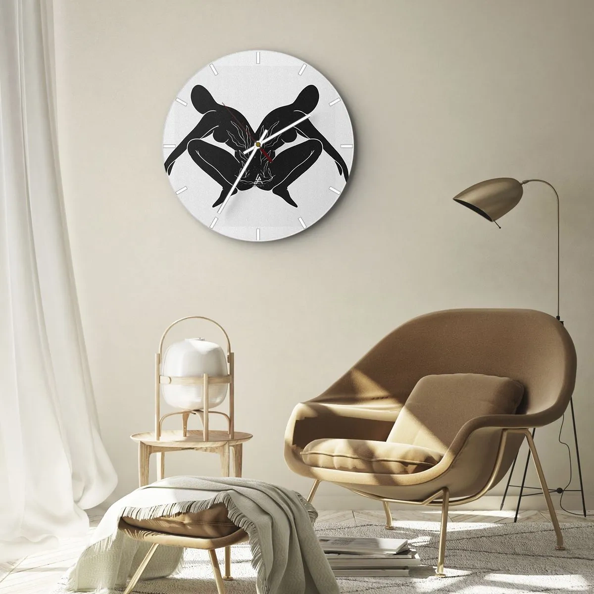 Wall clock - Clock on glass - Mutual Soul - 40x40 cm