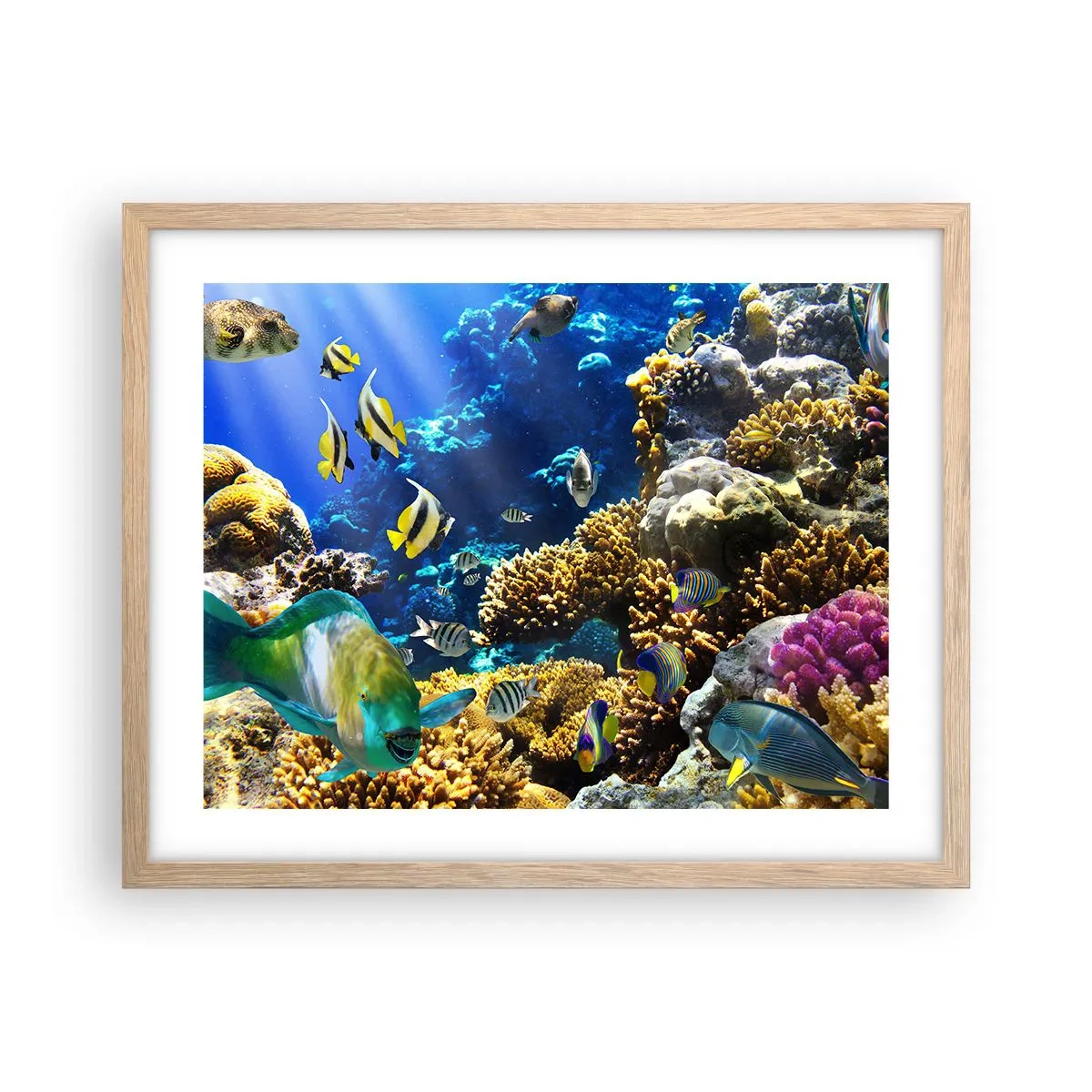 Poster in light oak frame - Big Traffic to Holiday Destination - 50x40 cm