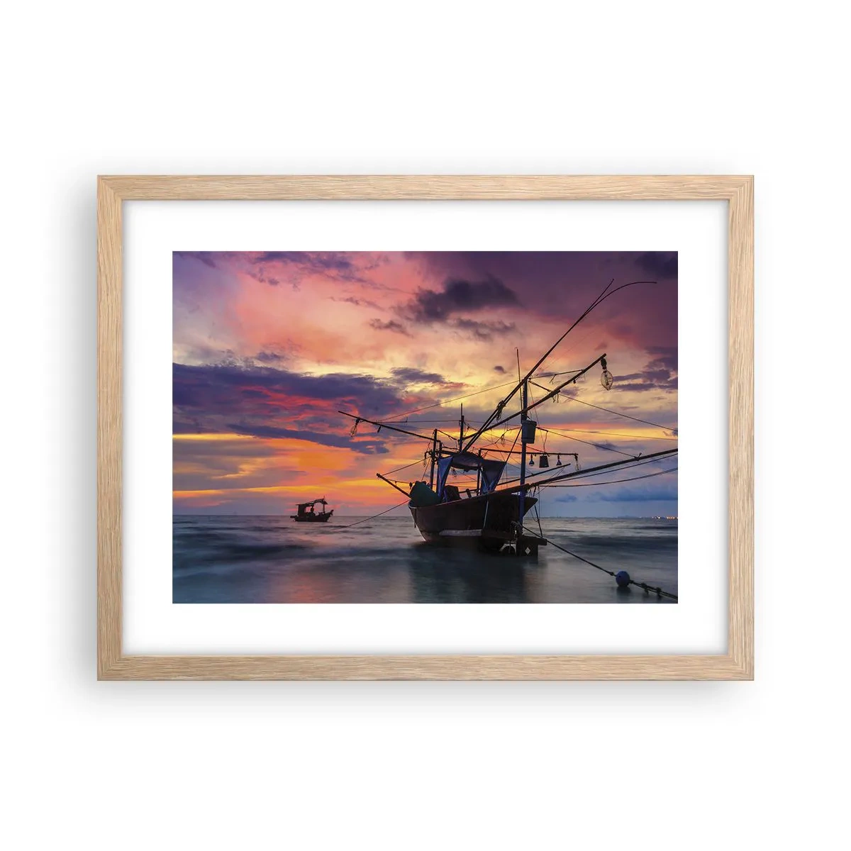 Poster in light oak frame - Exotic Evening - 40x30 cm