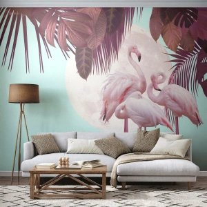 Self-Adhesive Photo Wallpaper Deluxe Sticker - Three Bird Graces - Flamingos, Birds, Nature - 250x175 cm