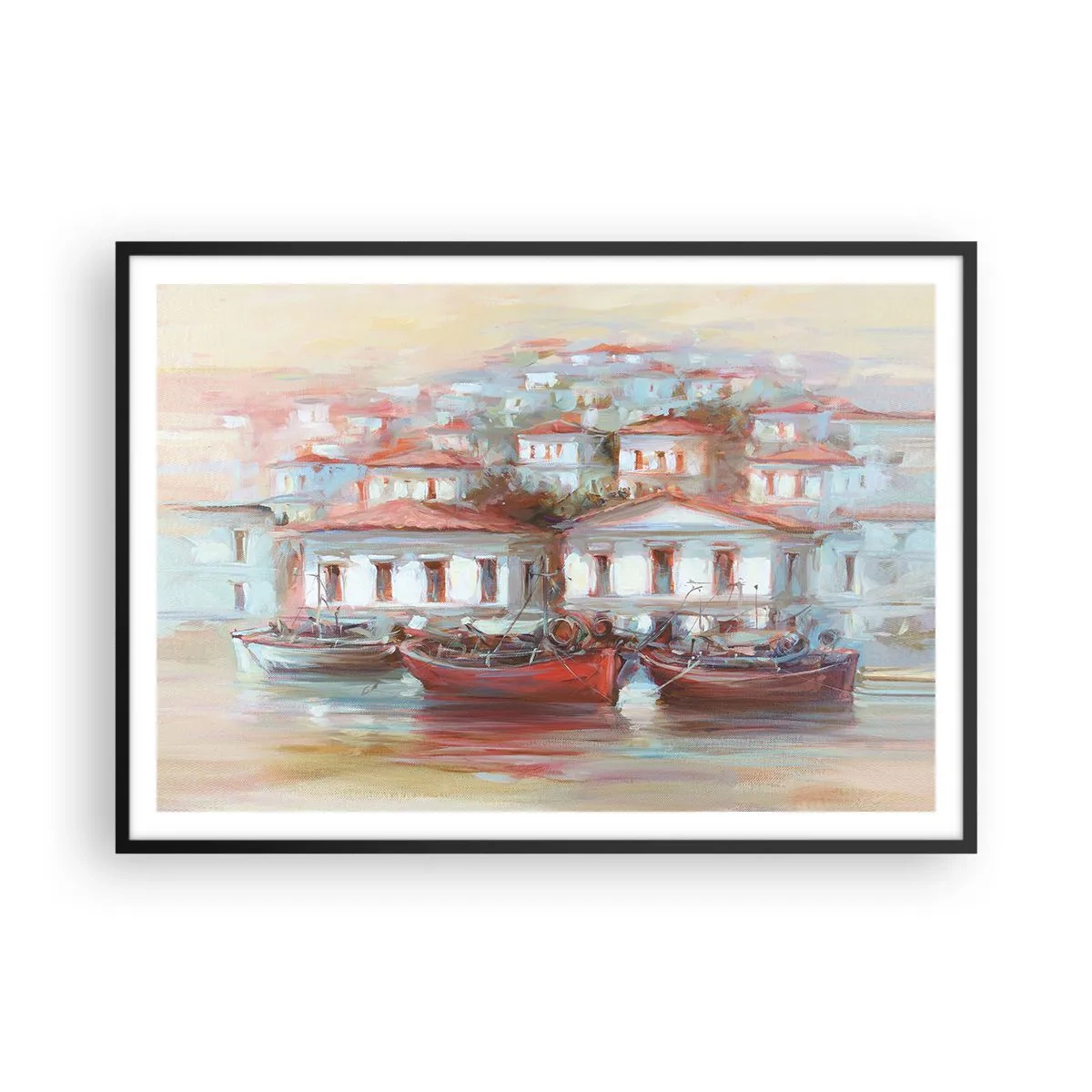 Poster in black frame - Happy Town - 100x70 cm