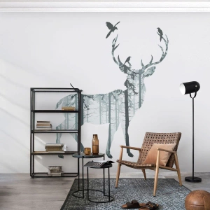 Photo Wallpaper Premium Sand - Good Spirit of a Forest - Abstraction, Deer, Nature - 100x70 cm