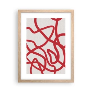 Poster in light oak frame - Red on White - 30x40 cm
