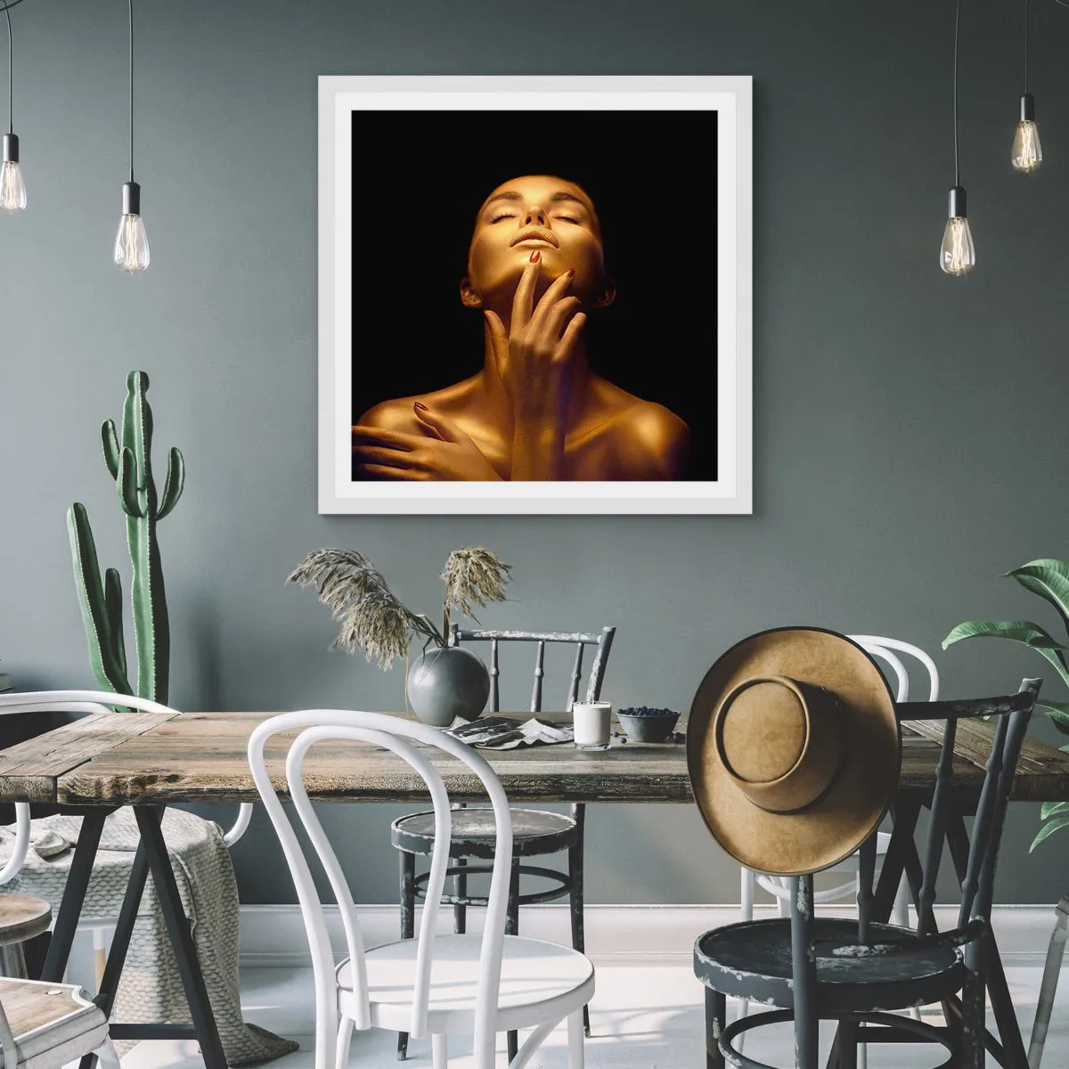 Poster in white frmae - Like Golden Silk - 60x60 cm