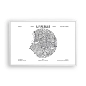 Poster in white frmae - Anatomy of Marseille - 91x61 cm