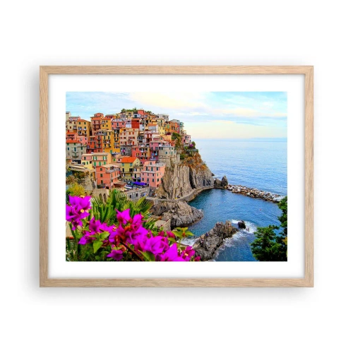 Poster in light oak frame - Laughing City - 50x40 cm
