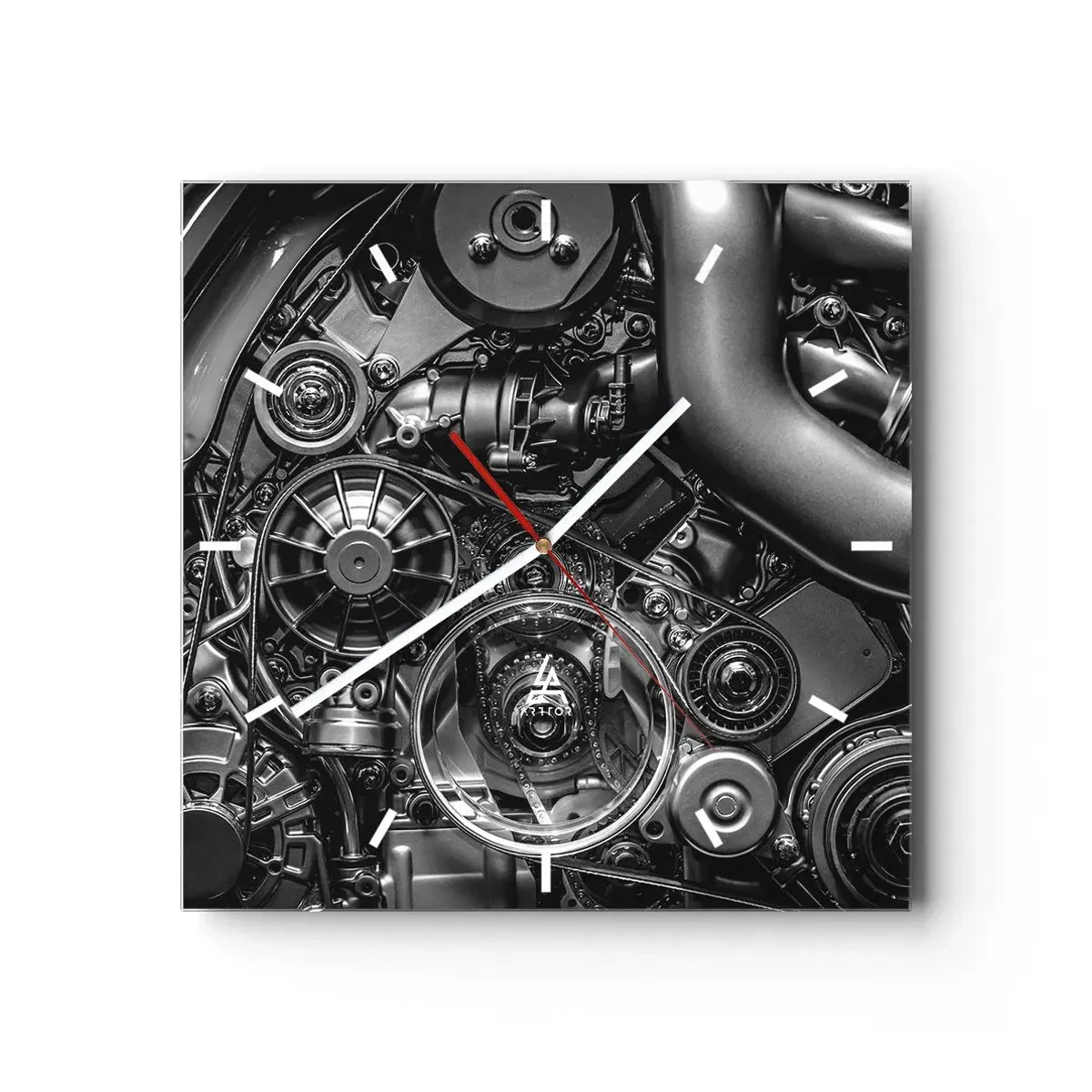 Wall clock - Clock on glass - Poetry of Mechanics - 40x40 cm