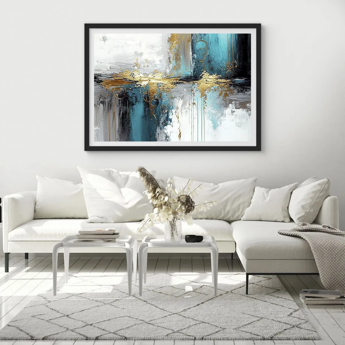 Poster in black frame - Everything Flows - 91x61 cm
