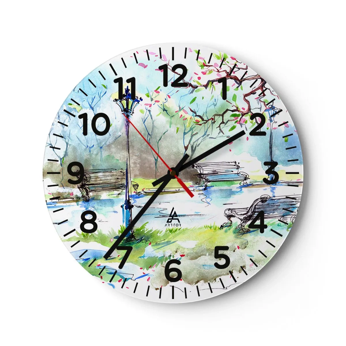 Wall clock - Clock on glass - Charm of Park Silence - 30x30 cm