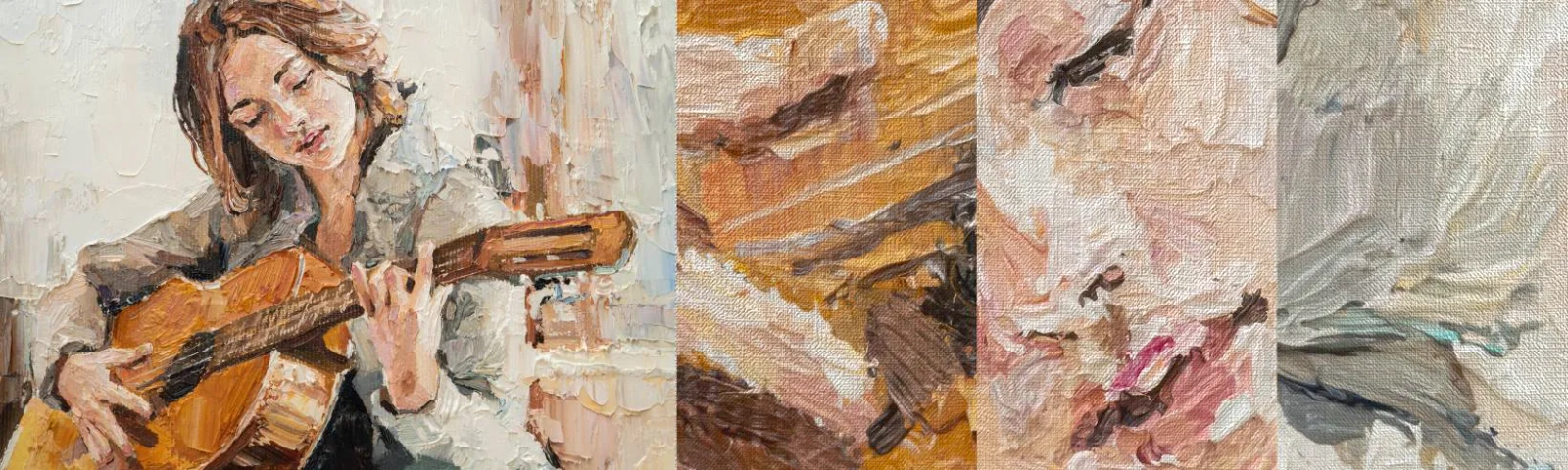 Photo Wallpaper Sample Premium Canvas - Concert for Guitar and Girly Heart - Guitar, Music, Girl - 100x30 cm