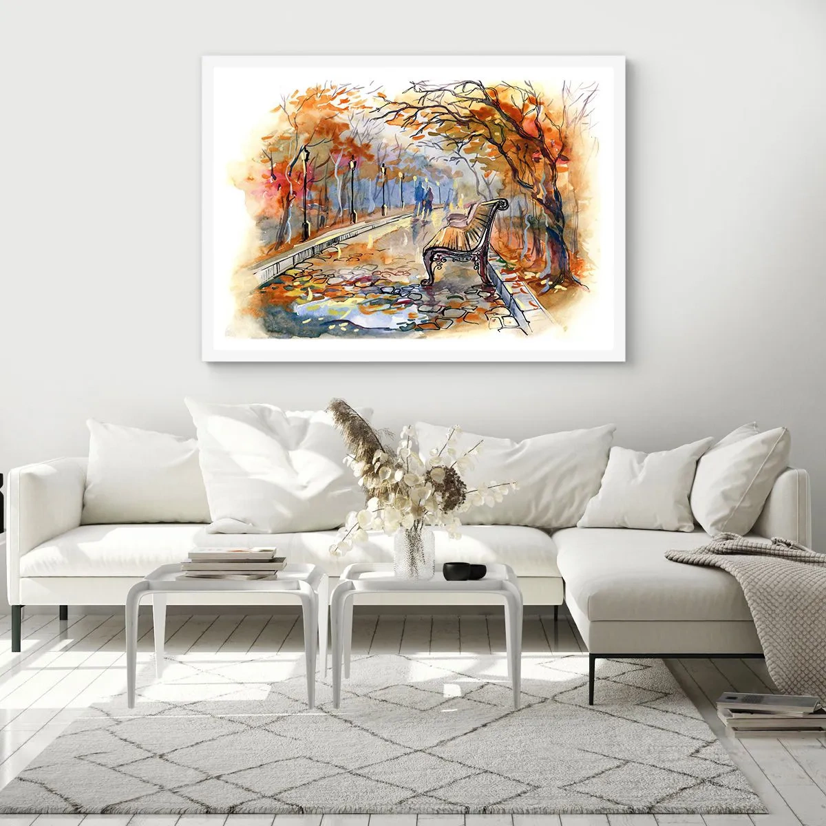 Poster in white frmae - Walking together into Autumn - 40x30 cm