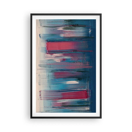 Poster in black frame - Vertical Composition In Blue And Red - 61x91 cm