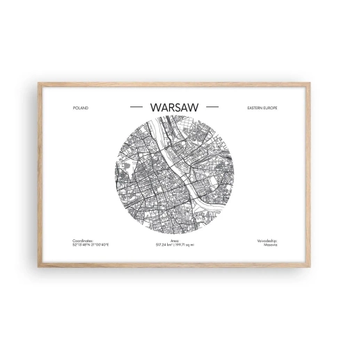 Poster in light oak frame - Anatomy of Warsaw - 91x61 cm