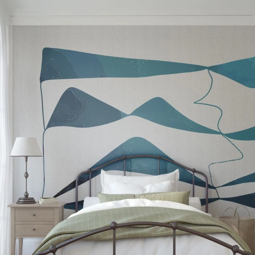 Photo Wallpaper Standard Eco - Abstract: Turquoise Relation - Minimalism, Elements, Abstraction - 400x280 cm