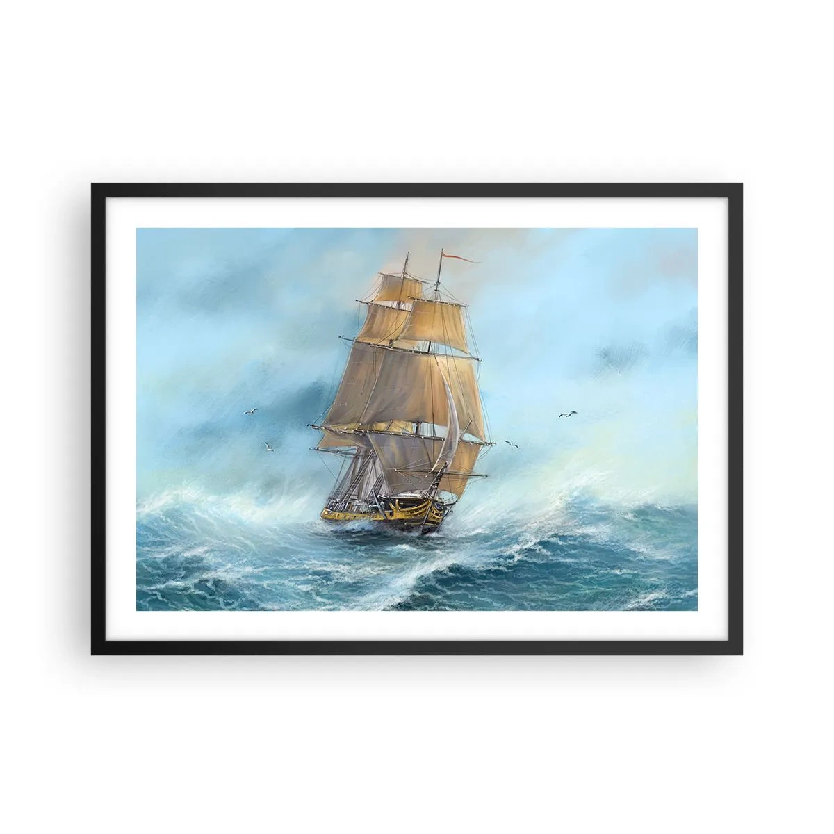 Poster in black frame - Gliding on the Waves - 70x50 cm