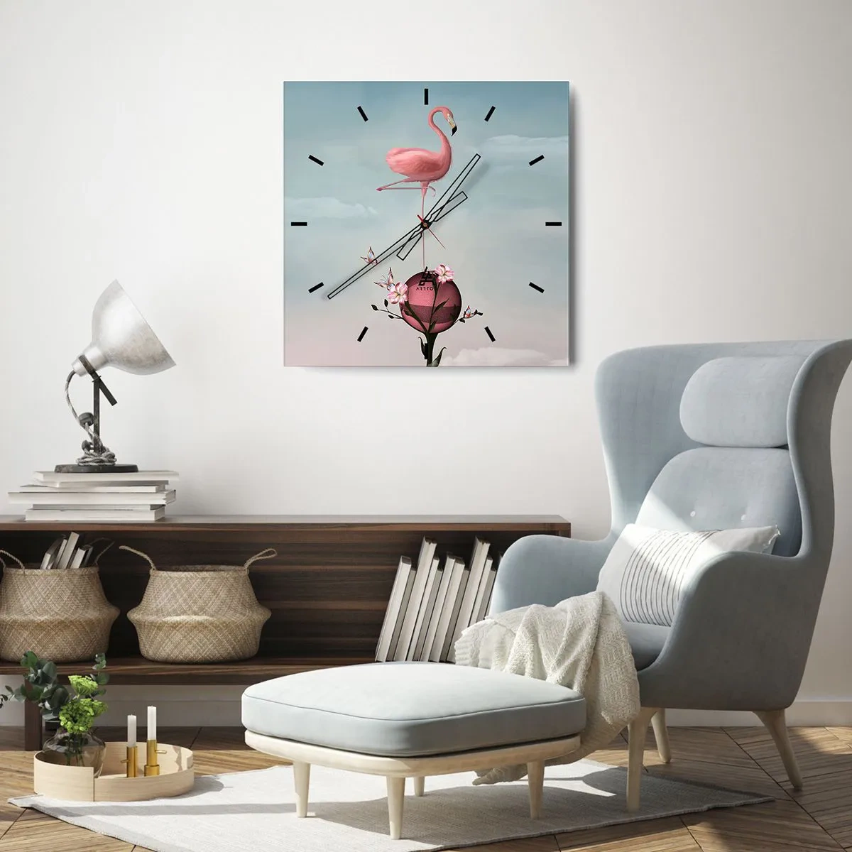 Wall clock - Clock on glass - Allegory of a Basketball - 30x30 cm
