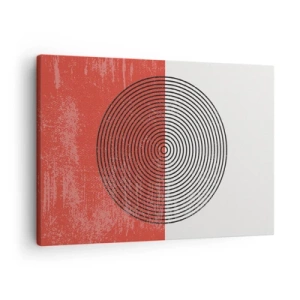 Canvas picture - Geometric pattern with concentric circles on a red and white background - 70x50cm - To the Core - Modern wall decoration for the living room and bedroom ARTTOR
