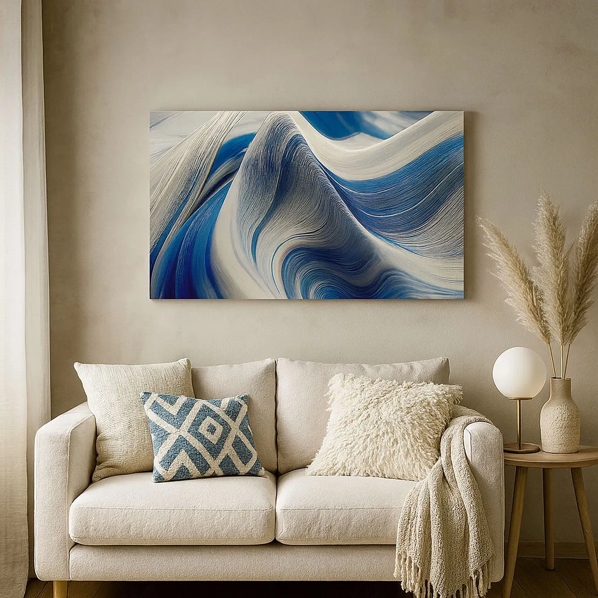 Canvas picture - Fluidity of Blue and White - 100x40 cm