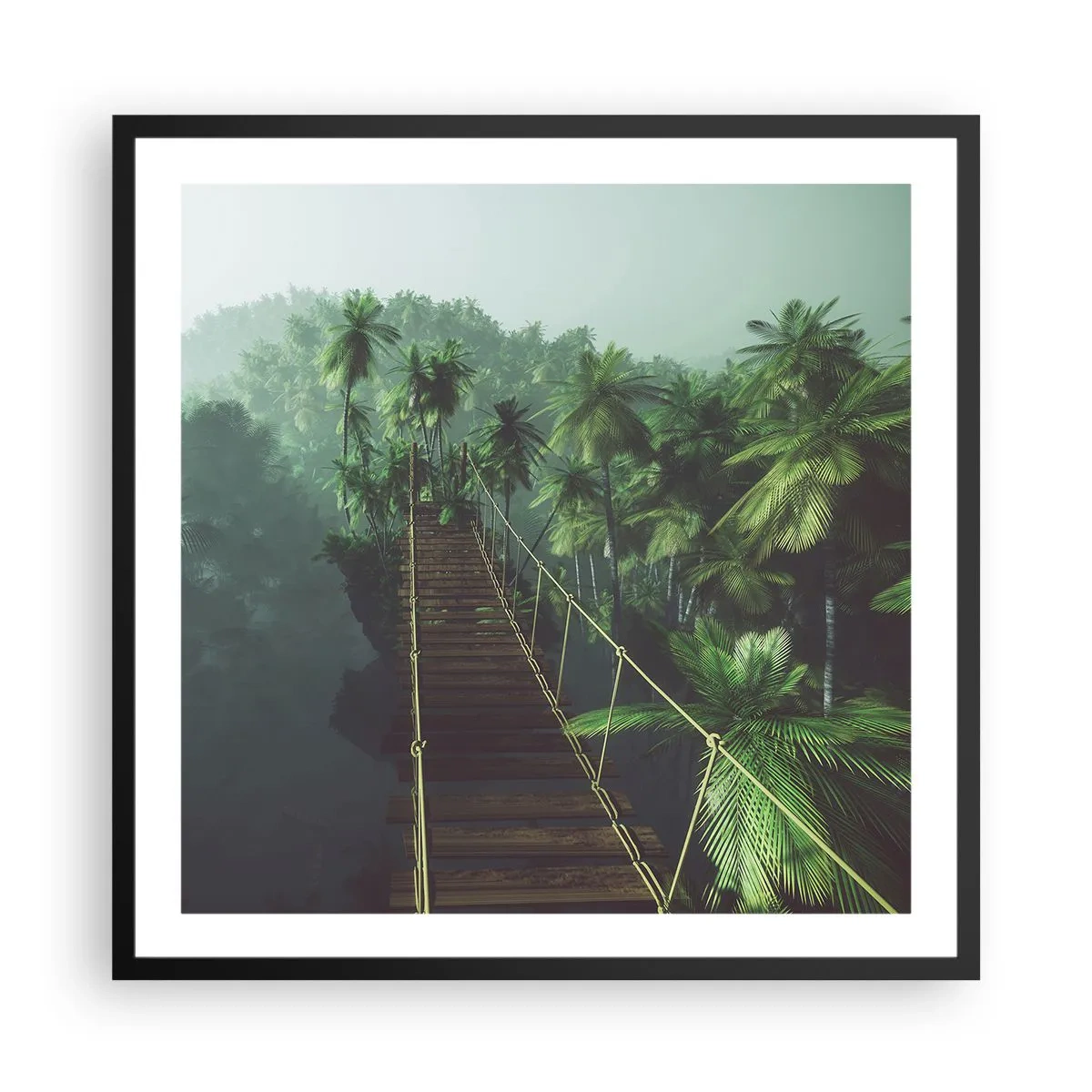 Poster in black frame - Hanging Bridge in the Green - 60x60 cm