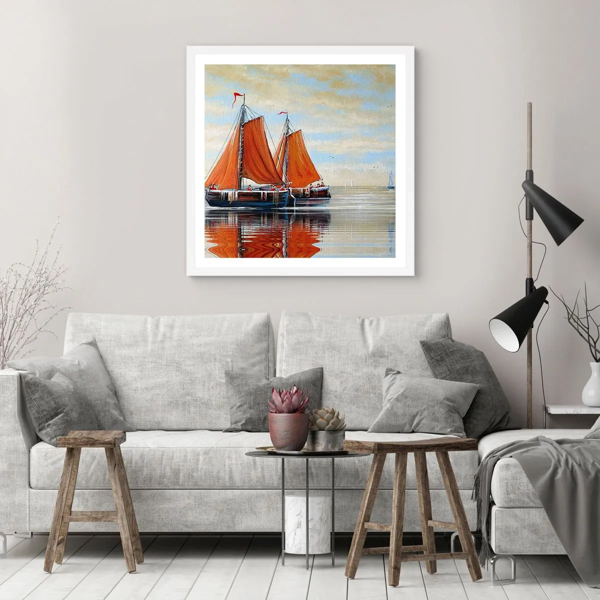Poster in white frmae - Ahoy, Sailor, Sail… - 40x40 cm