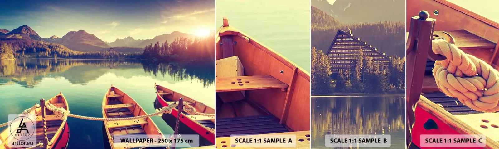 Photo Wallpaper Sample Standard Eco - Following Her Rules - Landscape, Mountains, Lake - 100x30 cm