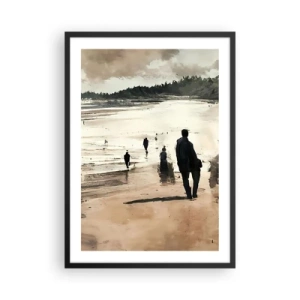 Poster in black frame - A walk on the beach in nostalgic colors - 50x70cm - Summoned - Modern wall decoration for the living room and bedroom ARTTOR