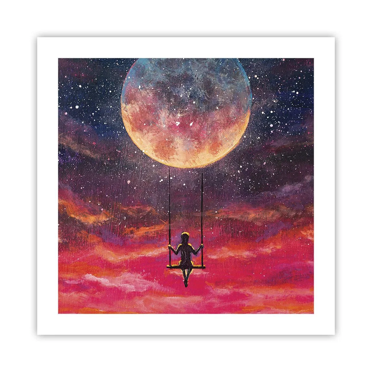 Poster - Swinging in the Clouds - 50x50 cm