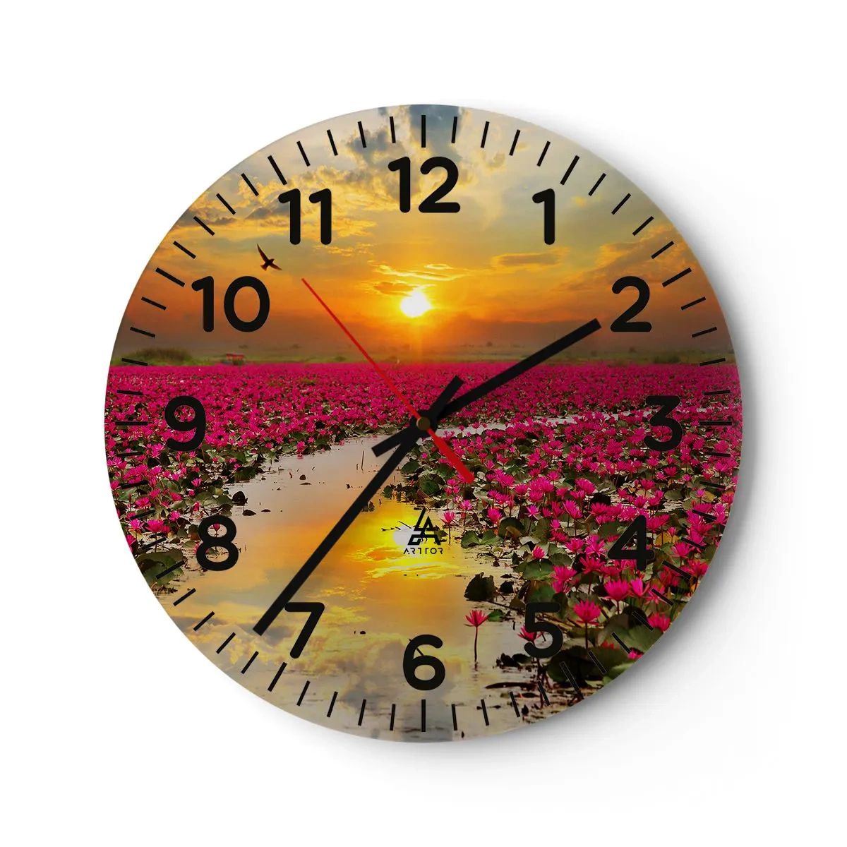 Wall clock - Clock on glass - Secret Life of a Lake - 30x30 cm