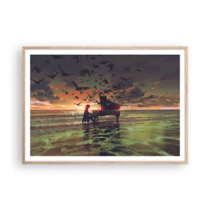Poster in light oak frame - Concert for Piano and Waves - 100x70 cm