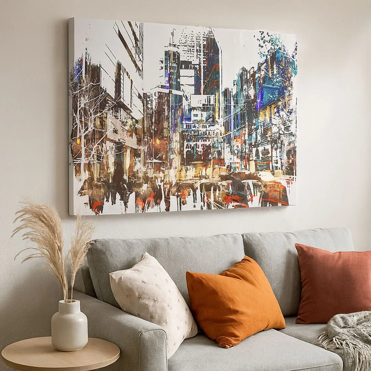 Canvas picture - A modern urban landscape in an artistic style - 70x50cm - Sparkling City - Modern wall decoration for the living room and bedroom ARTTOR