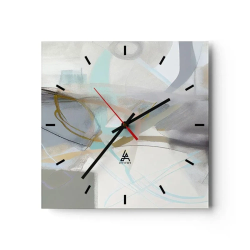 Wall clock - Clock on glass - Foggy Abstract - 40x40 cm