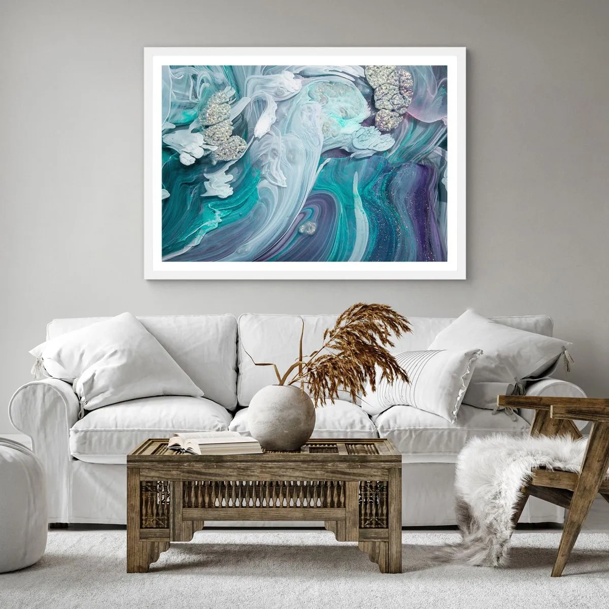 Poster in white frmae - Currents of Blue - 50x50 cm