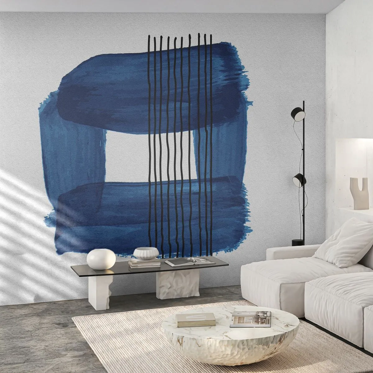 Photo Wallpaper Standard Eco - Blue and Black Composition - Abstraction, Piece, Modern Art - 200x140 cm
