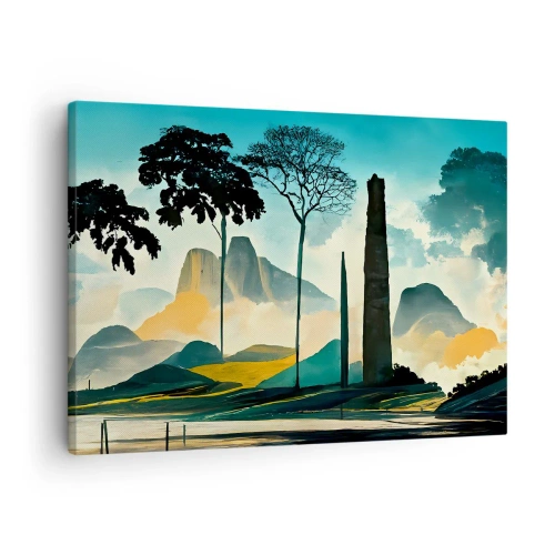 Canvas picture - picturesque landscape with trees and mountains in the background - 70x50cm - Higher and Higher - Modern wall decoration for the living room and bedroom ARTTOR